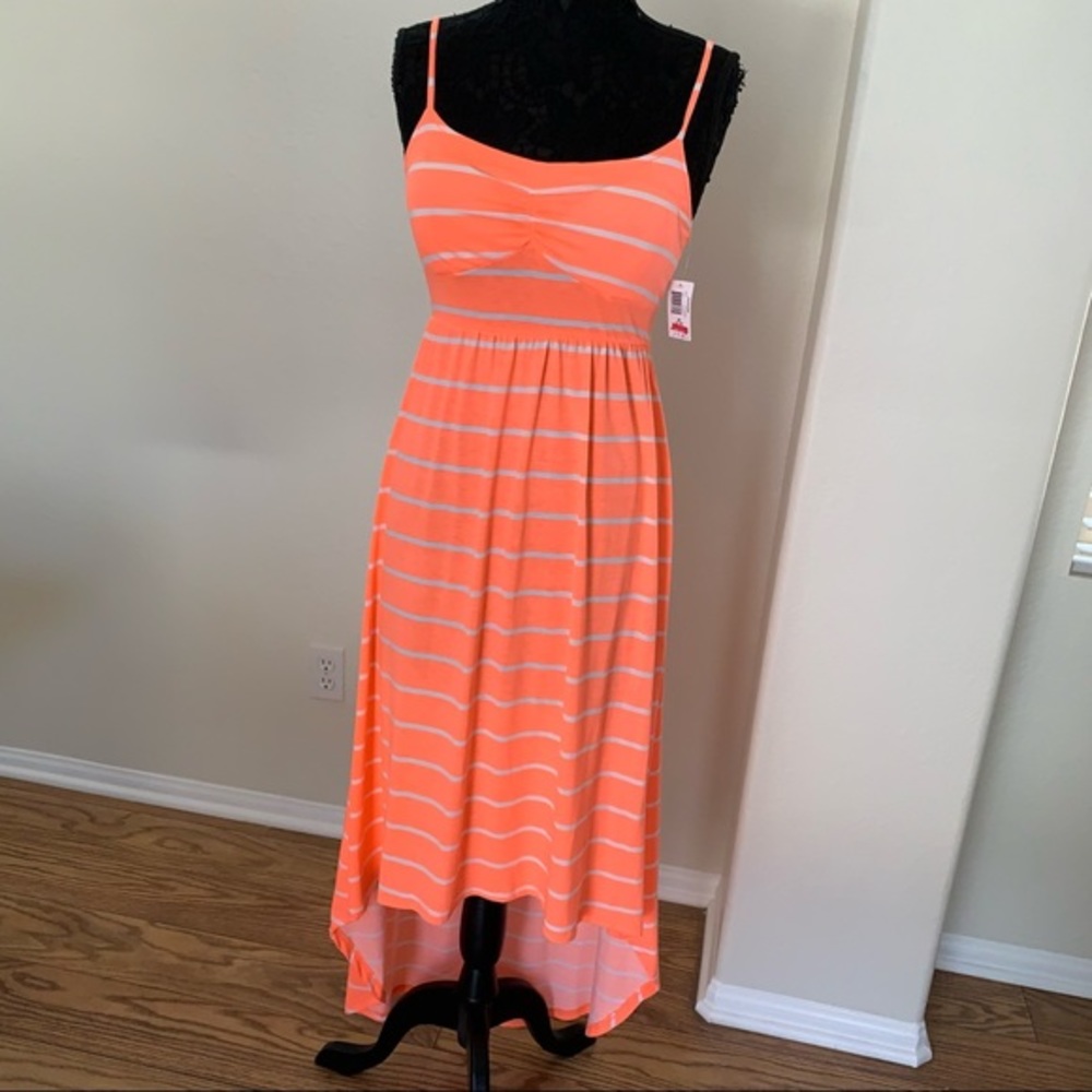 Orange neon high low dress